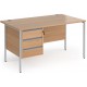 Harlow Straight Desk with 3 Drawer Pedestal